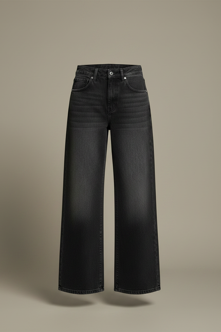 Pantalon Noir Ample Évasé Denim Décontracté - Jean - vue 3