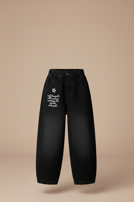 Pantalon Noir Ample Étoile Lavé Enfant - Jean - vue 3