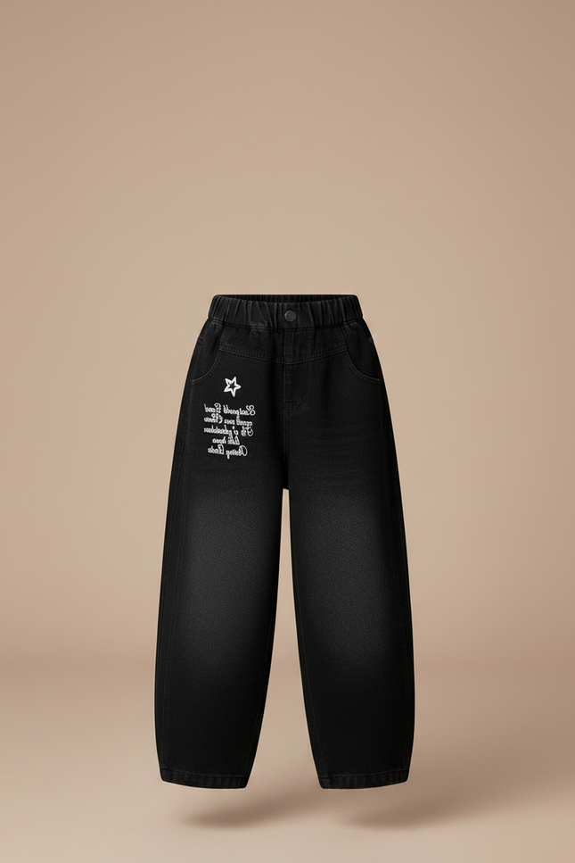Pantalon Noir Ample Étoile Lavé Enfant - Jean - vue 3