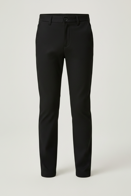 Pantalon Noir Ajusté Garçon Coton Élégant Décontracté - Gabardine - vue 3