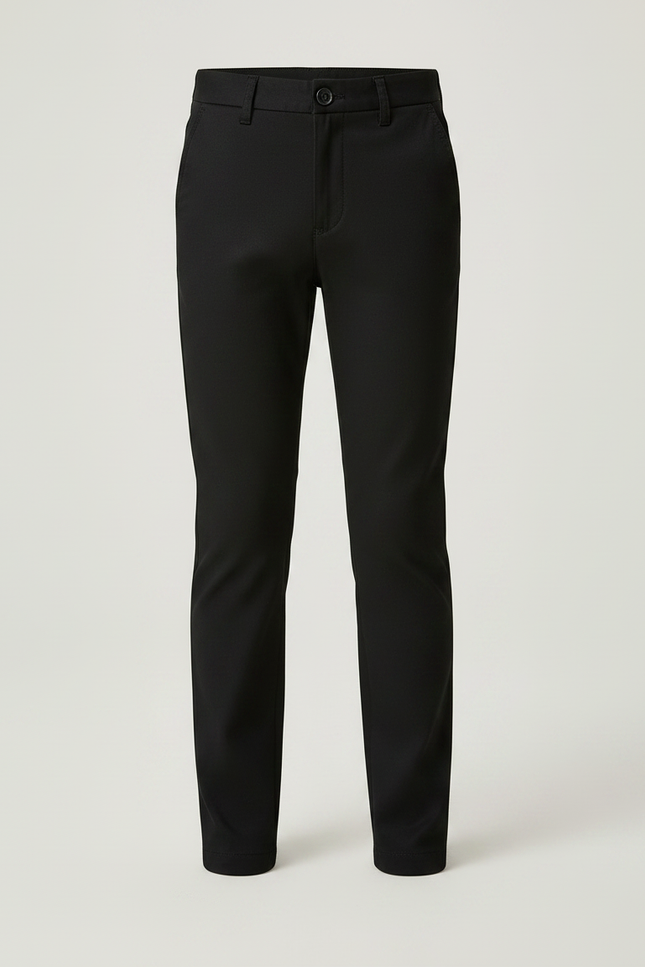 Pantalon Noir Ajusté Garçon Coton Élégant Décontracté - Gabardine - vue 3