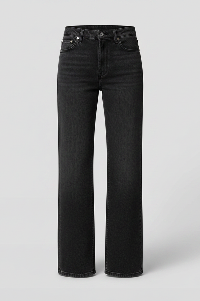Pantalon Noir Large Étoile Décontracté Femme - Jean - vue 3