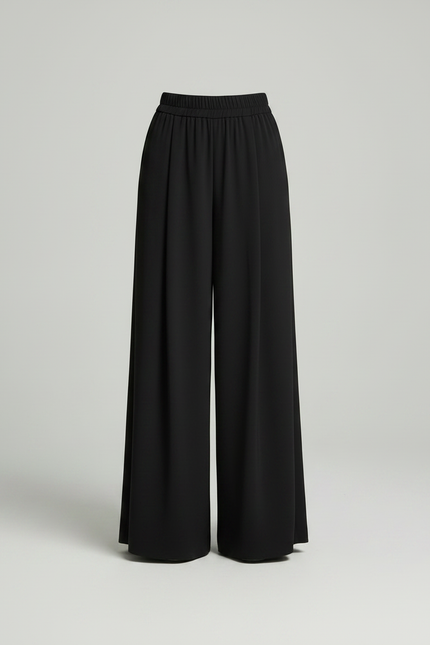 Pantalon Noir Fluide Ample Taille Haute - Viscose - vue 3