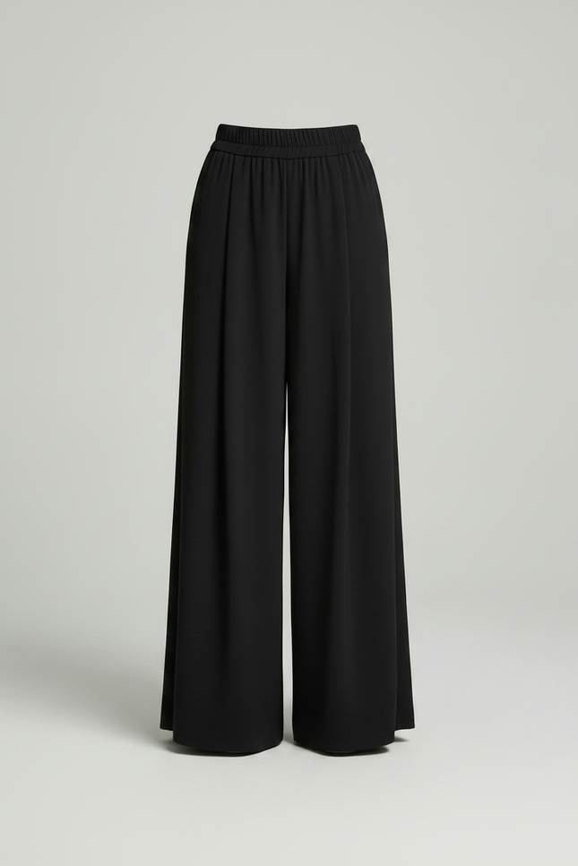 Pantalon Noir Fluide Ample Taille Haute - Viscose - vue 3