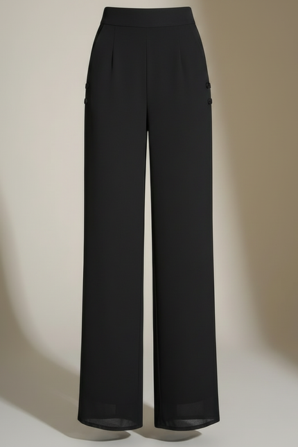 Pantalon Noir Fluide Large Taille Haute - Polyester - vue 3