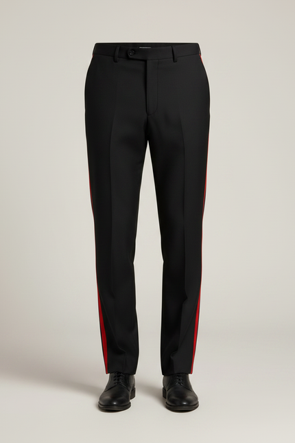Pantalon Noir Bande Satin - vue 3