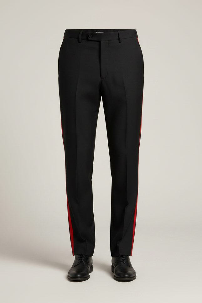 Pantalon Noir Bande Satin - vue 3