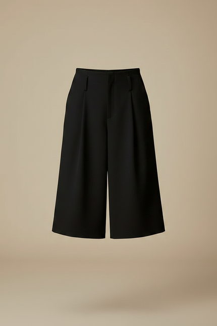 Pantalon Noir Ample Plissé Décontracté Élégant - Polyester - vue 3