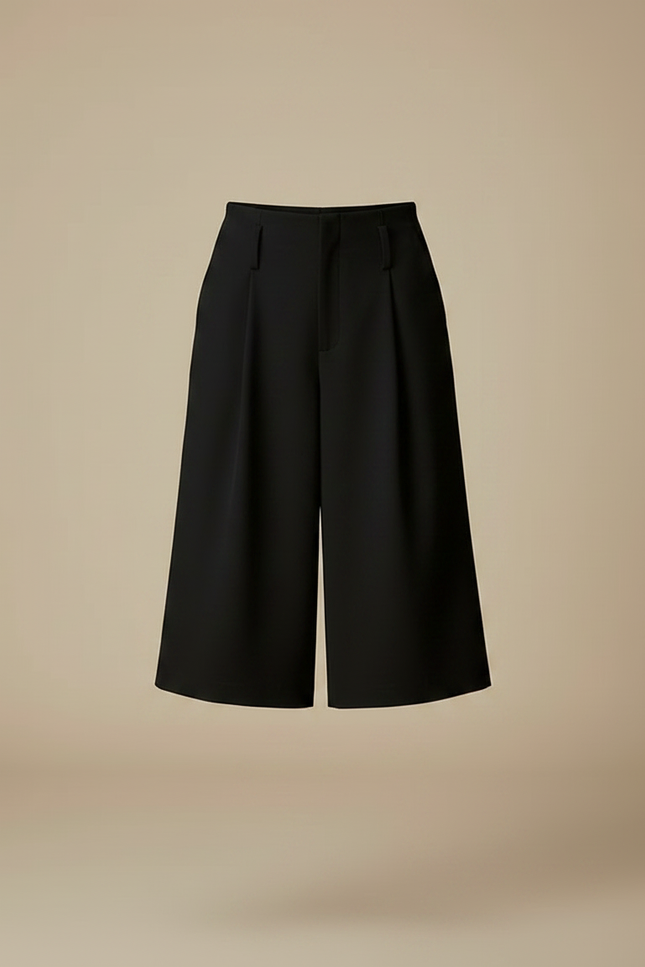 Pantalon Noir Ample Plissé Décontracté Élégant - Polyester - vue 3
