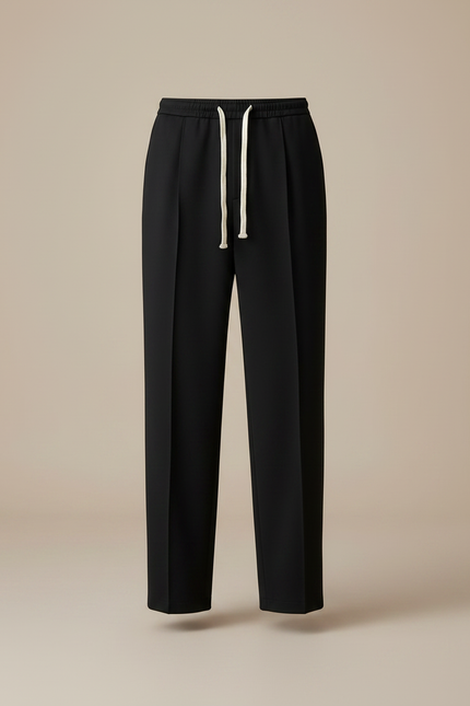 Pantalon Noir Ample Droit Décontracté Cordon Homme - Polyester - vue 3