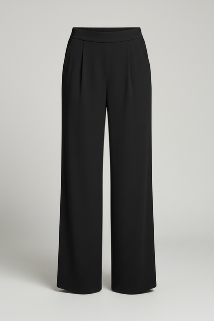 Pantalon Noir Fluide Ample Élégant Décontracté Femme - Polyester - vue 3