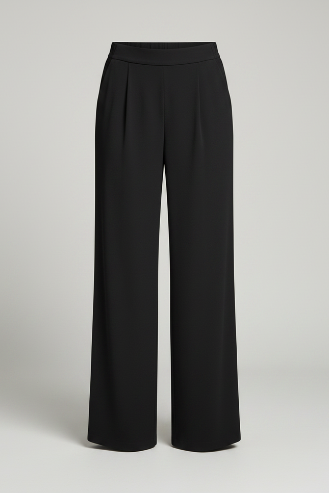 Pantalon Noir Fluide Ample Élégant Décontracté Femme - Polyester - vue 3