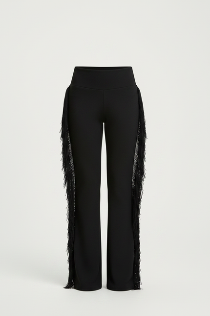 Pantalon Noir Franges Évasé Danse Enfant Garçon - Maille - vue 3