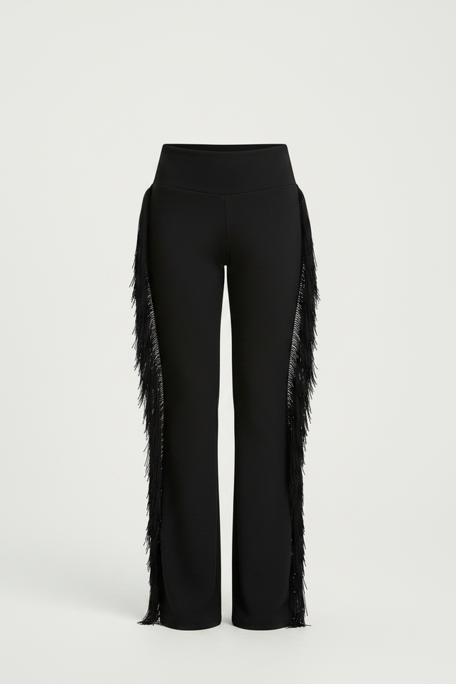 Pantalon Noir Franges Évasé Danse Enfant Garçon - Maille - vue 3