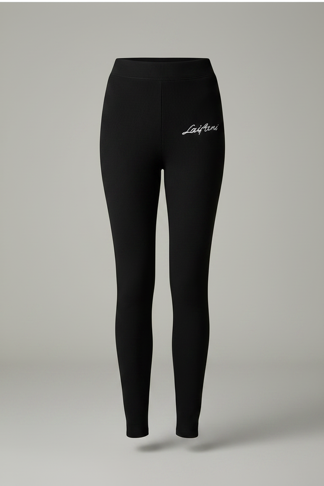 Pantalon Noir Côtelé Slim Doublé Chaud Femme - Maille - vue 3