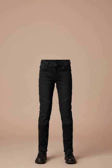 Pantalon Noir Slim Fit Motard Côtelé Enfant - Jean - vue 3