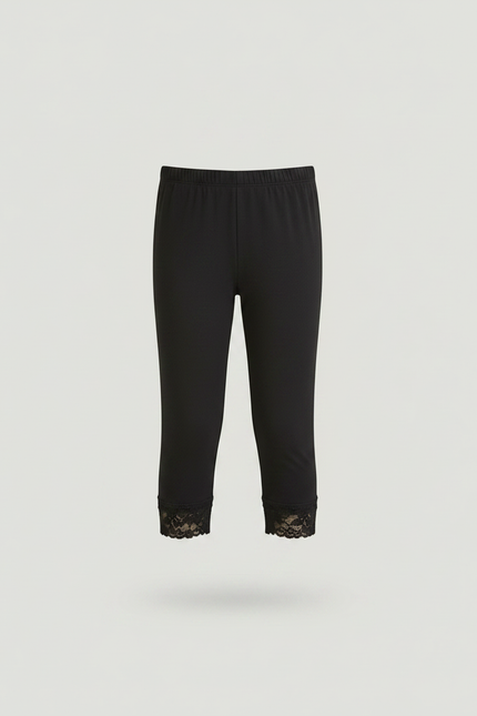 Pantalon Noir Capri Dentelle Fille Confortable - Polyester - vue 3