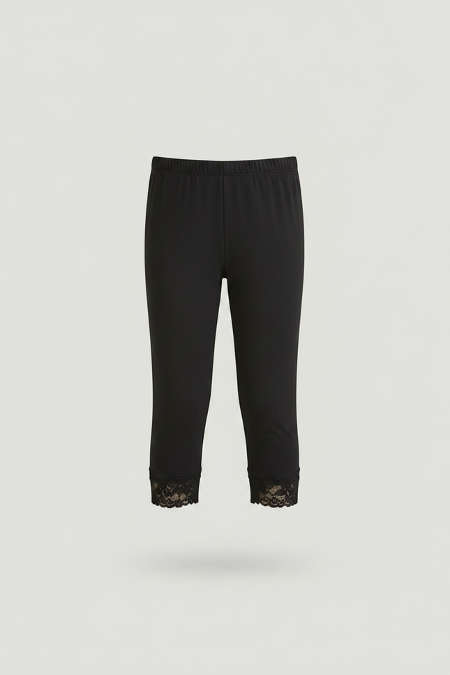 Pantalon Noir Capri Dentelle Fille Confortable - Polyester - vue 3