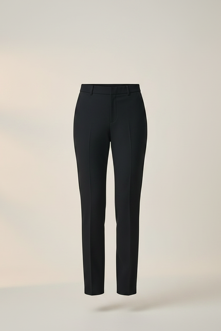 Pantalon Noir Élégant Femme Droit Tissu Fluide - Polyester - vue 3