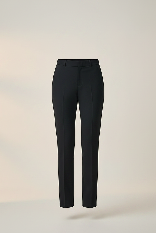 Pantalon Noir Élégant Femme Droit Tissu Fluide - Polyester - vue 3