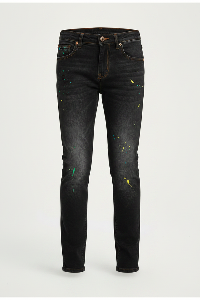 Pantalon Noir Slim Garçon Peinture Décontracté - Jean - vue 3