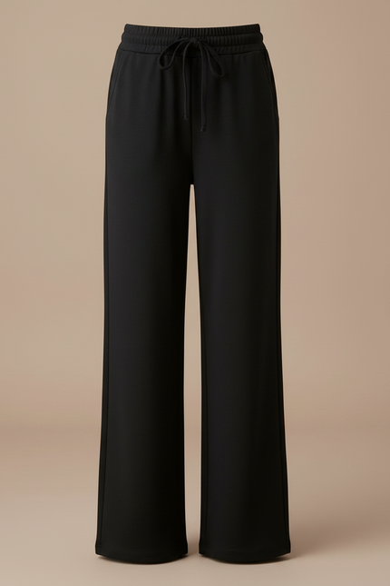Pantalon Noir Large Décontracté Fluide Fille - Viscose - vue 3