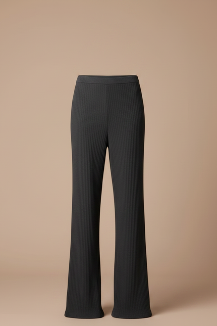 Pantalon Noir Côtelé Fendu Jupe-pantalon Élégant - Maille - vue 3