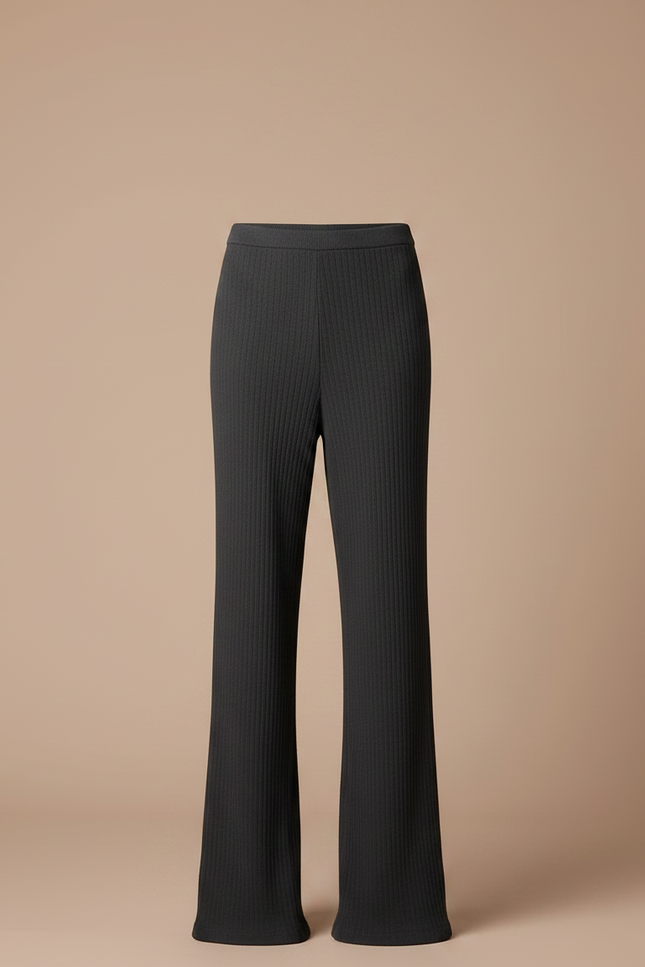 Pantalon Noir Côtelé Fendu Jupe-pantalon Élégant - Maille - vue 3