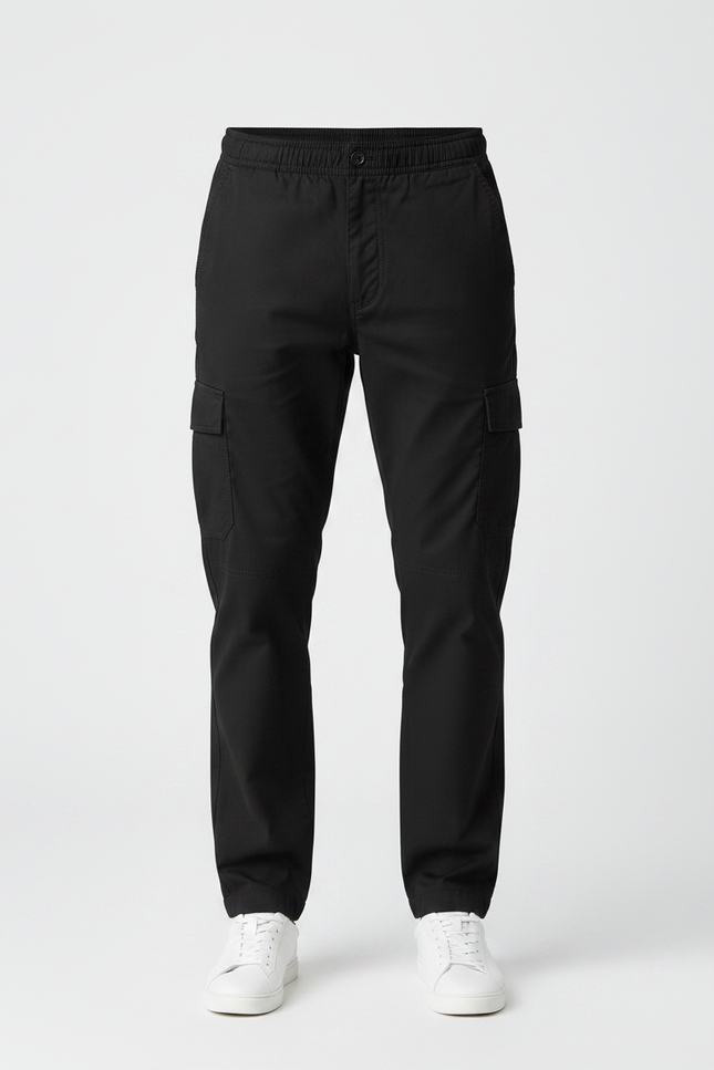 Pantalon Noir Cargo Coton Décontracté Ample Homme - vue 3