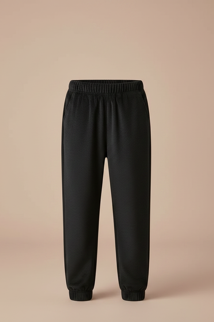 Pantalon Noir Côtelé Décontracté Enfant Brodé Ours - Cordé - vue 3