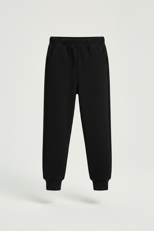 Pantalon Noir Côtelé Décontracté Enfant Unisexe Coton - Cordé - vue 3