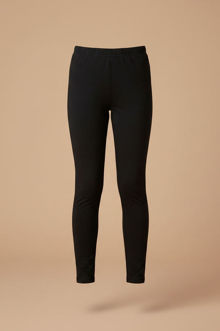 Pantalon Noir Fille Coton Élastique Uni Simple - vue 3