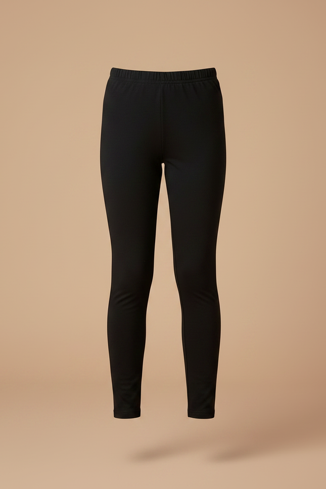 Pantalon Noir Fille Coton Élastique Uni Simple - vue 3