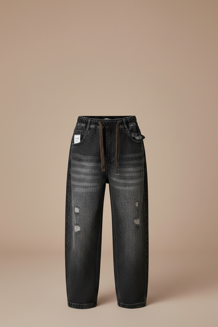 Pantalon Noir Ample Déchiré Garçon Décontracté - Jean - vue 3