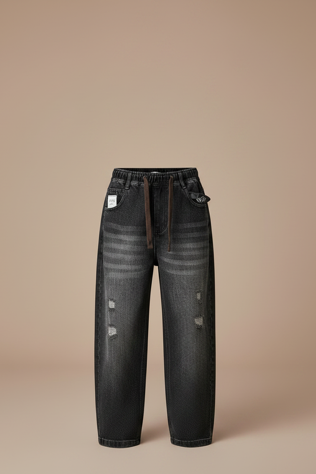 Pantalon Noir Ample Déchiré Garçon Décontracté - Jean - vue 3