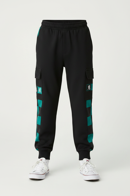 Pantalon Noir Cargo Molletonné Imprimé Garçon - vue 3