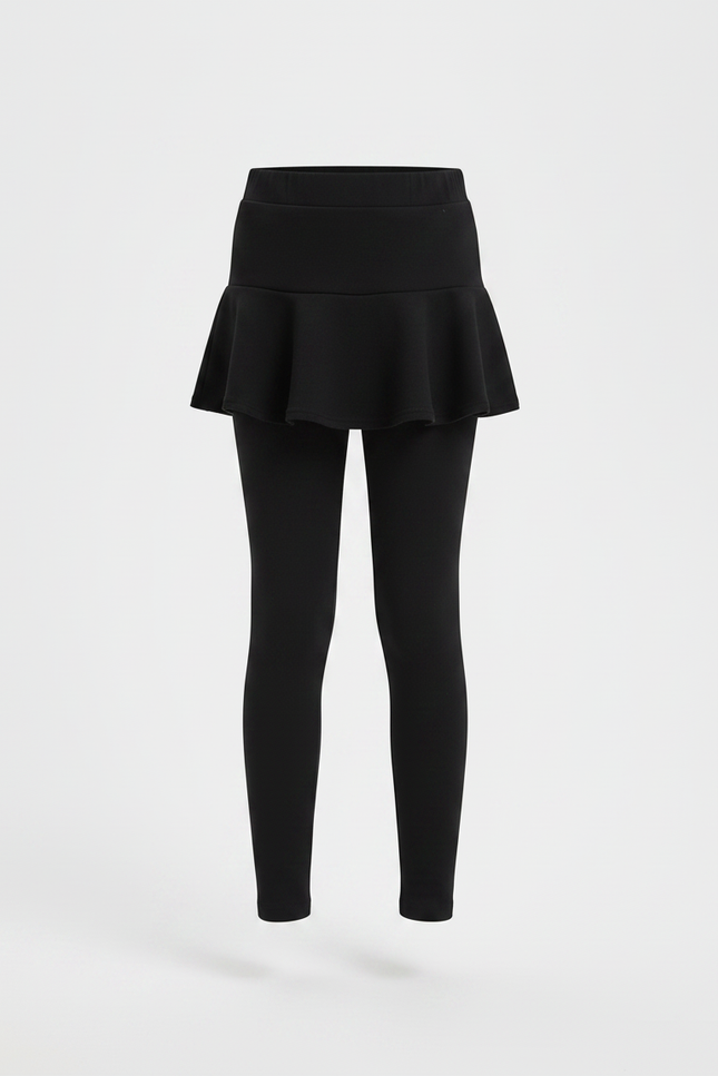 Pantalon Noir Jupe Intégrée Coton Épais Fille - Molleton - vue 3