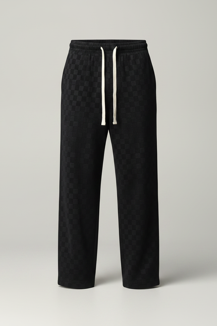 Pantalon Noir Carreaux Homme - Molleton - vue 3