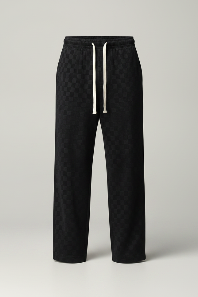 Pantalon Noir Carreaux Homme - Molleton - vue 3