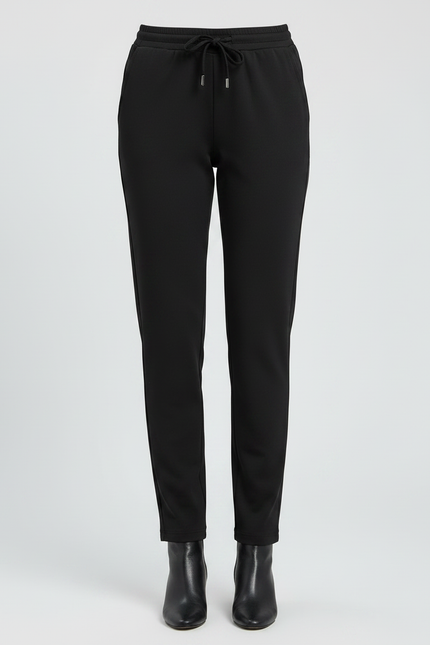 Pantalon Noir Cordon Fluide Décontracté Élégant - Polyester - vue 3