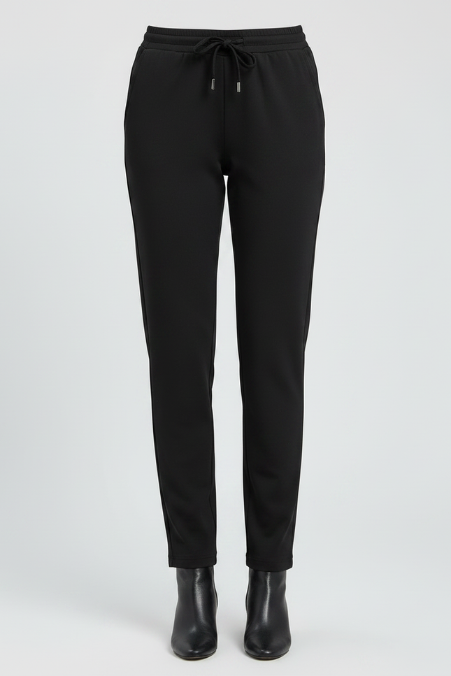 Pantalon Noir Cordon Fluide Décontracté Élégant - Polyester - vue 3
