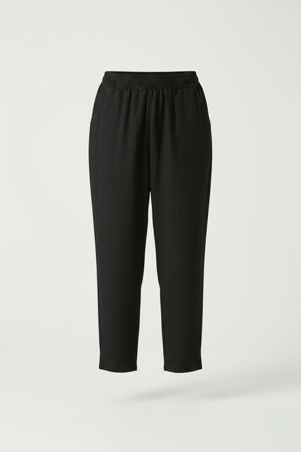 Pantalon Noir Harem Lin Ample Décontracté Femme - vue 3