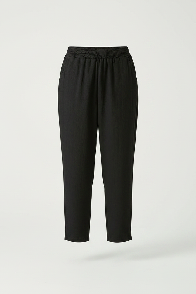 Pantalon Noir Harem Lin Ample Décontracté Femme - vue 3