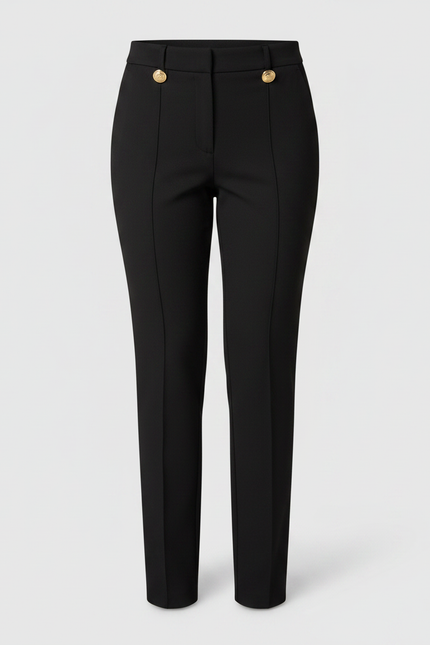 Pantalon Noir Taille Haute Slim Élegant Femme - Polyester - vue 3