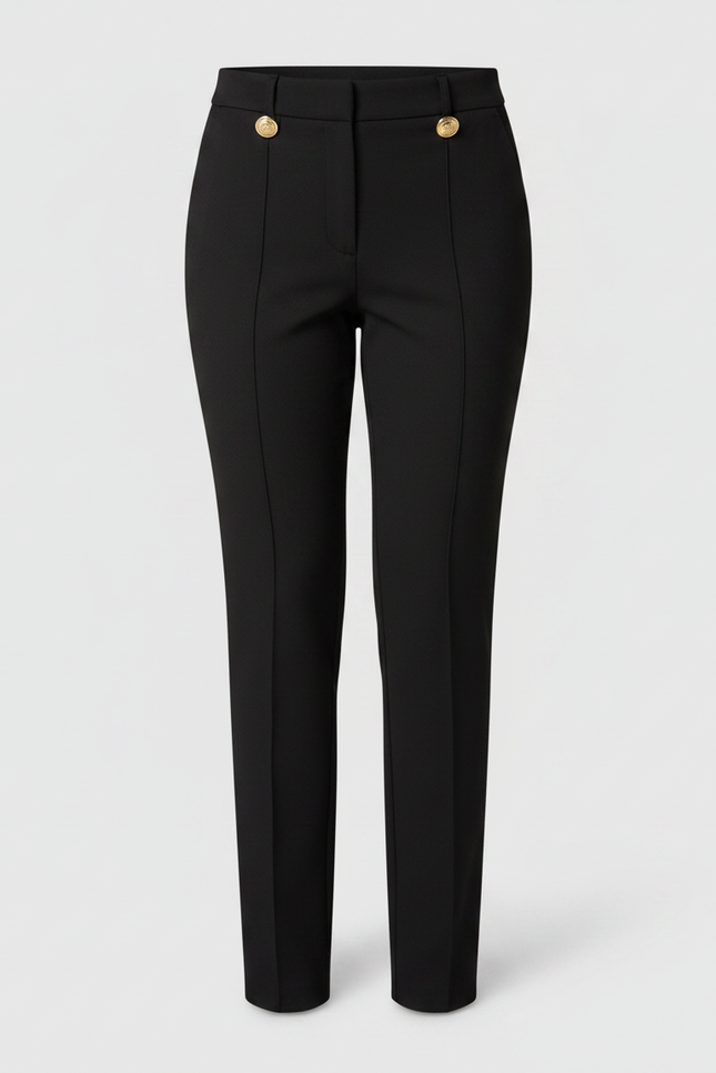 Pantalon Noir Taille Haute Slim Élegant Femme - Polyester - vue 3