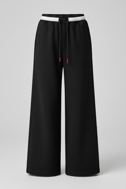 Pantalon Noir Ample Sport Décontracté Cordon Fille - Molleton - vue 3