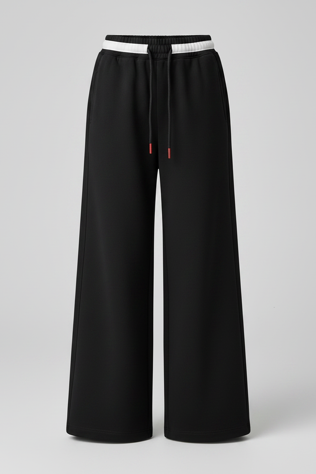 Pantalon Noir Ample Sport Décontracté Cordon Fille - Molleton - vue 3