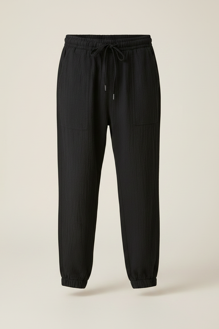 Pantalon Noir Jogger Coton Lin Ample Garçon - vue 3
