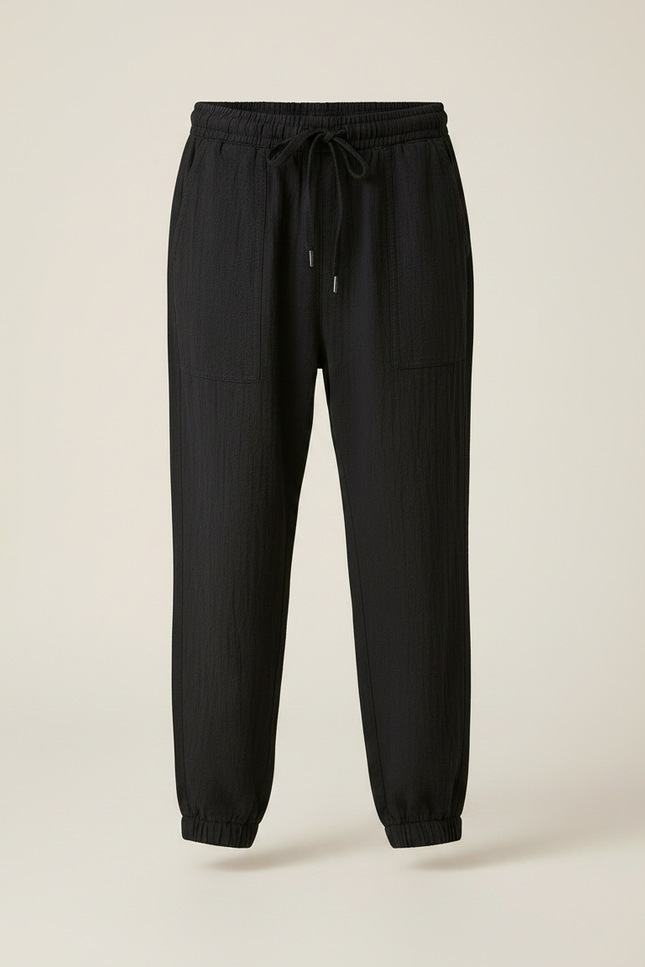 Pantalon Noir Jogger Coton Lin Ample Garçon - vue 3