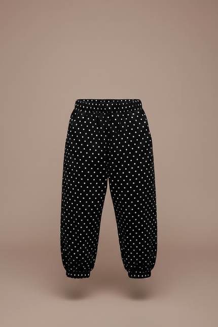 Pantalon Fluide Noir A Pois Blanc - Molleton - vue 3